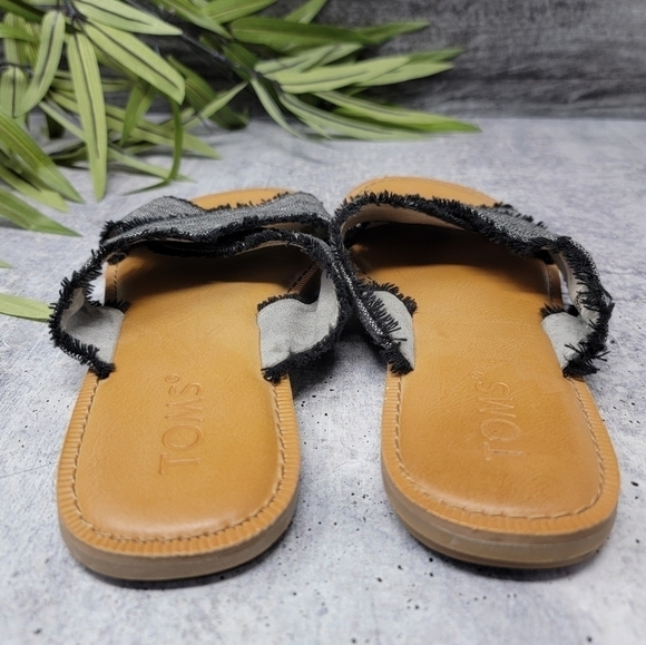 Toms | Heathered Black Viv Criss Cross Slide Sandals Size 6 - Picture 6 of 8